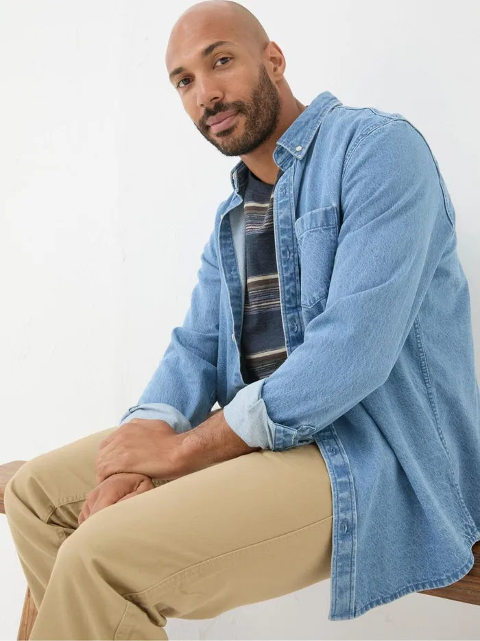 Men Shirts Fat Face Blue Denim Shirt