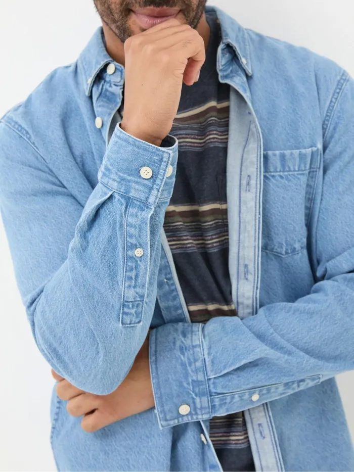 Men Shirts Fat Face Blue Denim Shirt