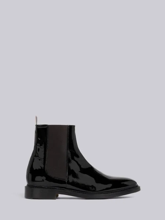 Men Soft Patent Leather 4bar Chelsea Boot Black Thom Browne Boots