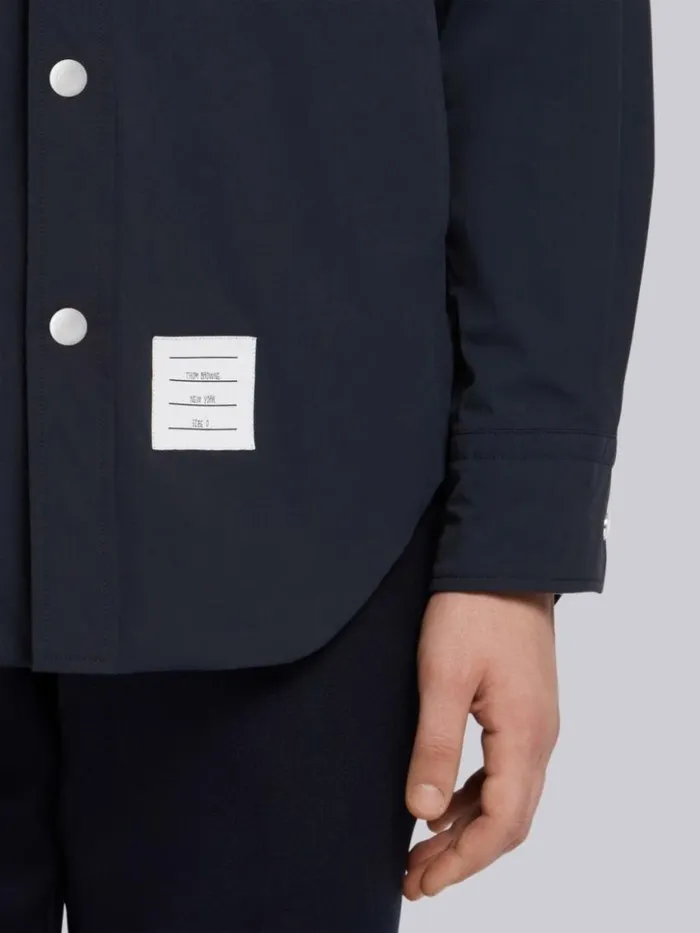 Men Solid Nylon Armband Shirt Jacket Navy Thom Browne Shirting