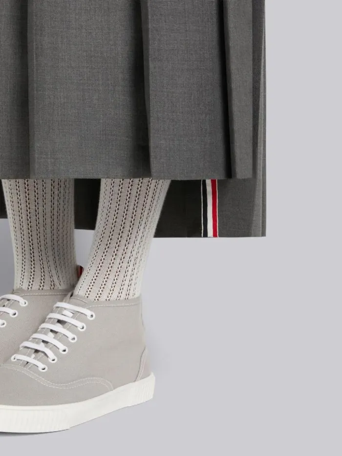 Men Super 120039s Wool Twill Pleated Backstrap Ankle Length Skirt Medium Grey Thom Browne Trousers