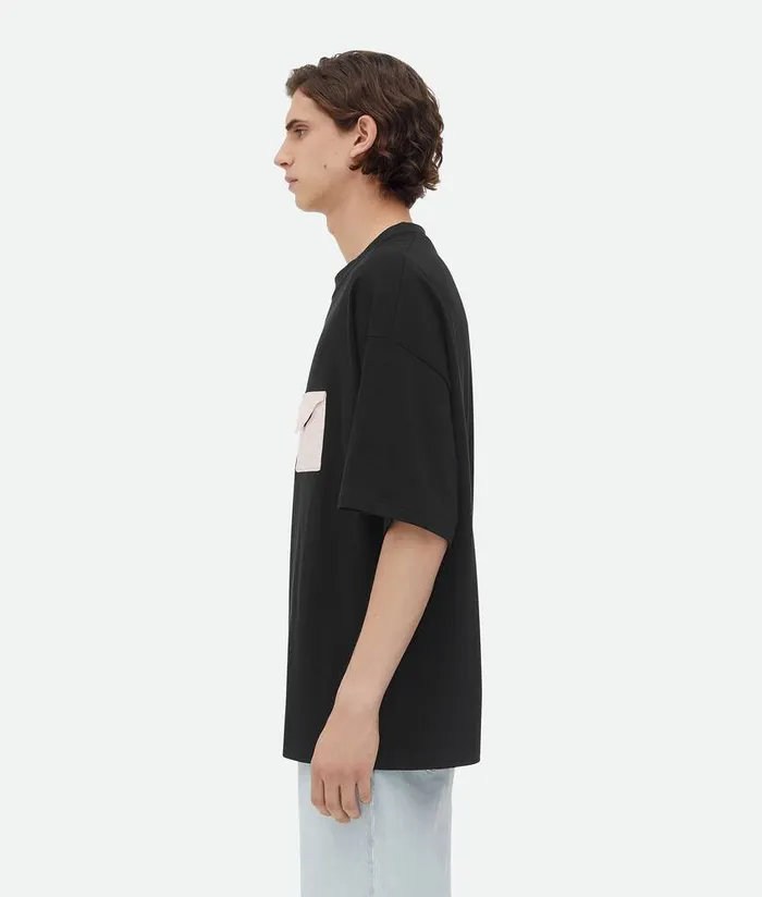 Men TShirts Bottega Veneta Pima Cotton Jersey Oversized TShirt Black