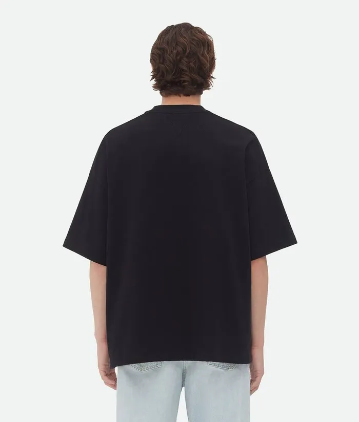 Men TShirts Bottega Veneta Pima Cotton Jersey Oversized TShirt Black
