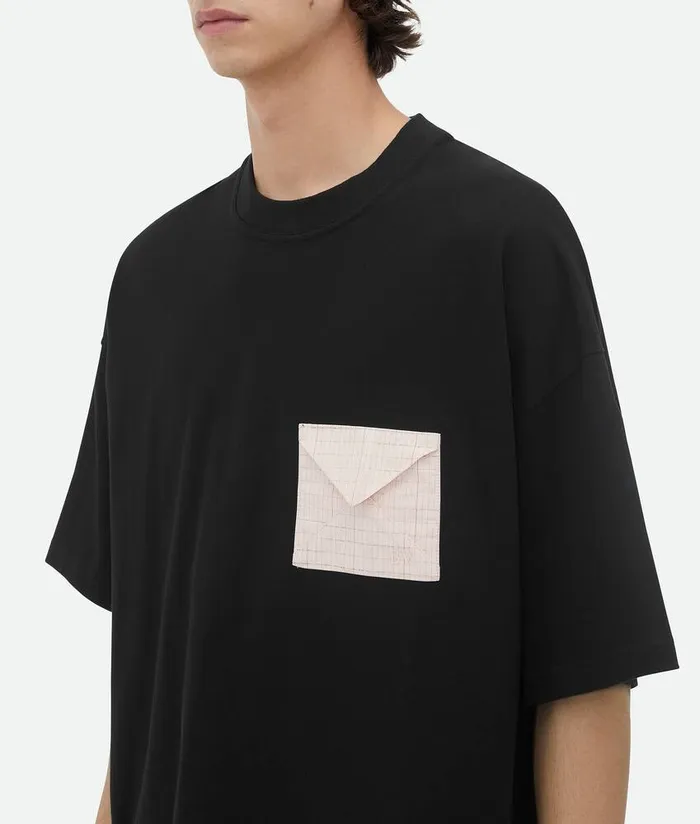 Men TShirts Bottega Veneta Pima Cotton Jersey Oversized TShirt Black