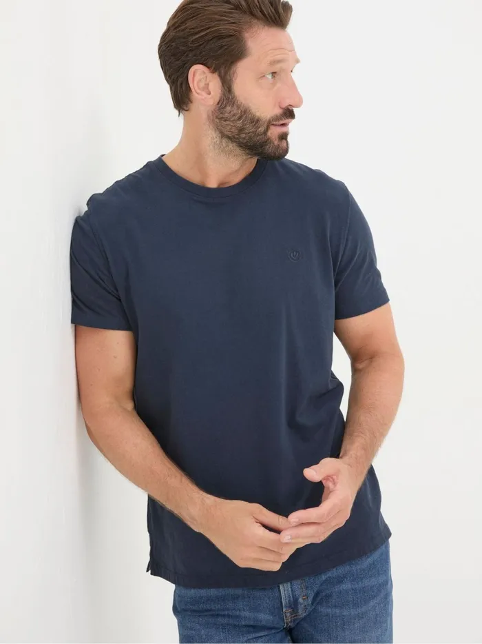 Men TShirts Fat Face Lulworth Navy Blue 100 Cotton Organic Crew TShirt