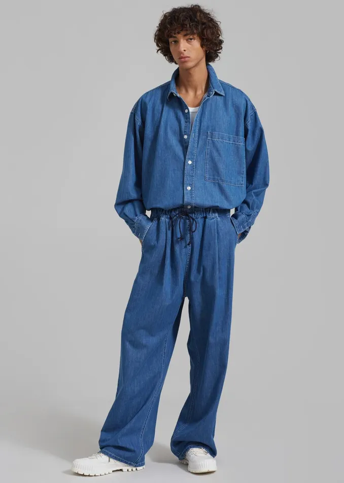 Men Tops The Frankie Shop Tanner Denim Shirt 8211 Medium Wash