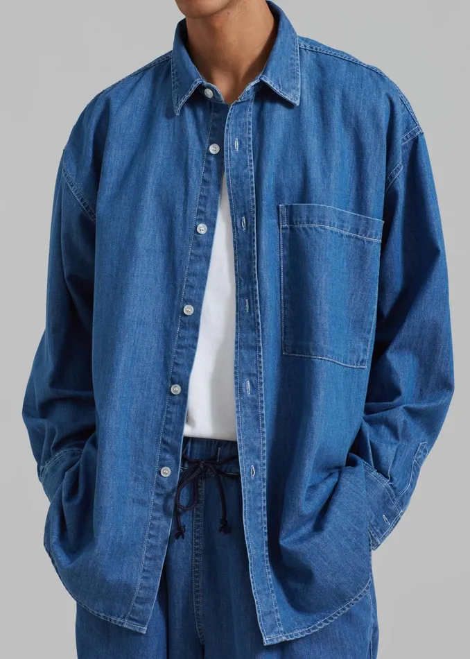 Men Tops The Frankie Shop Tanner Denim Shirt 8211 Medium Wash