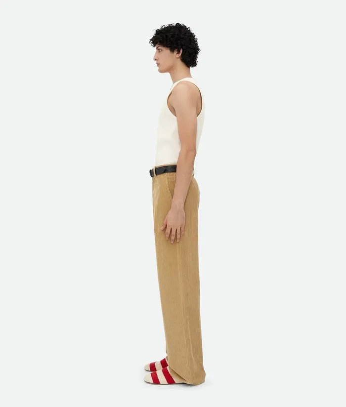 Men Trousers And Shorts Bottega Veneta Corduroy Trousers Pale Oak