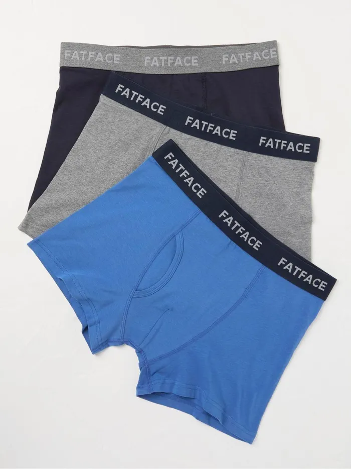 Men Underwear Fat Face BlueGrey Classic Cotton Boxer 3 Pack