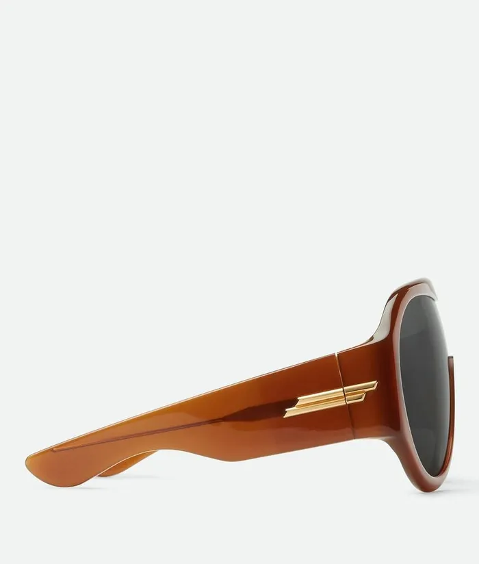 MenWomen Sunglasses Bottega Veneta Scudo Shield Sunglasses Browngrey