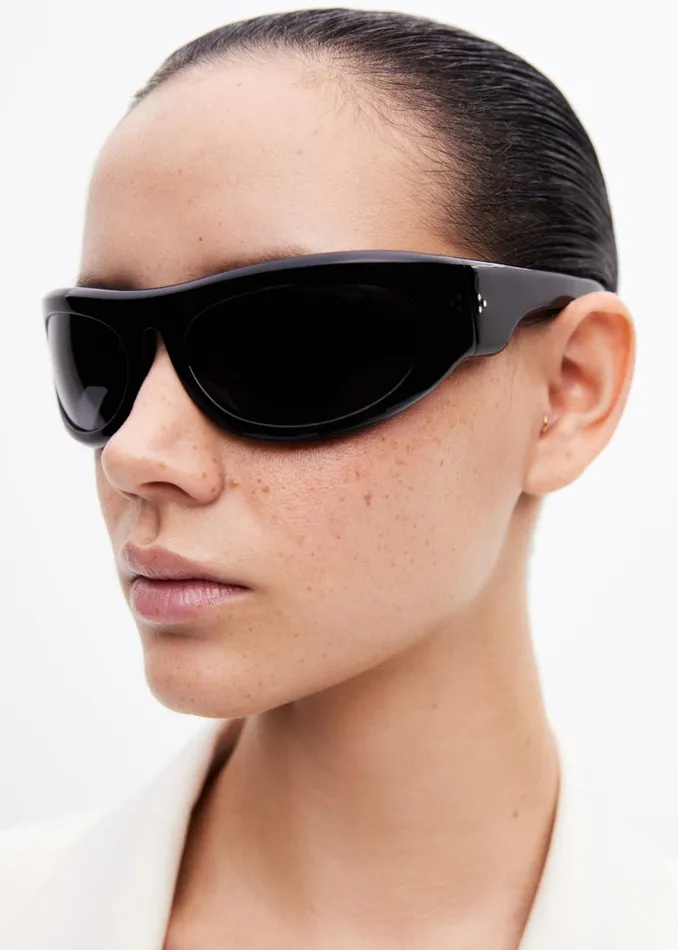 MenWomen The Frankie Shop Port Tanger Safaa Sunglasses 8211 Black AcetateBlack Lens