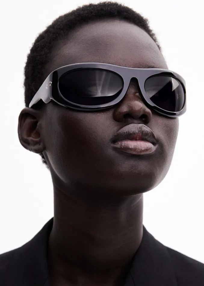 MenWomen The Frankie Shop Port Tanger Safaa Sunglasses 8211 Black AcetateBlack Lens