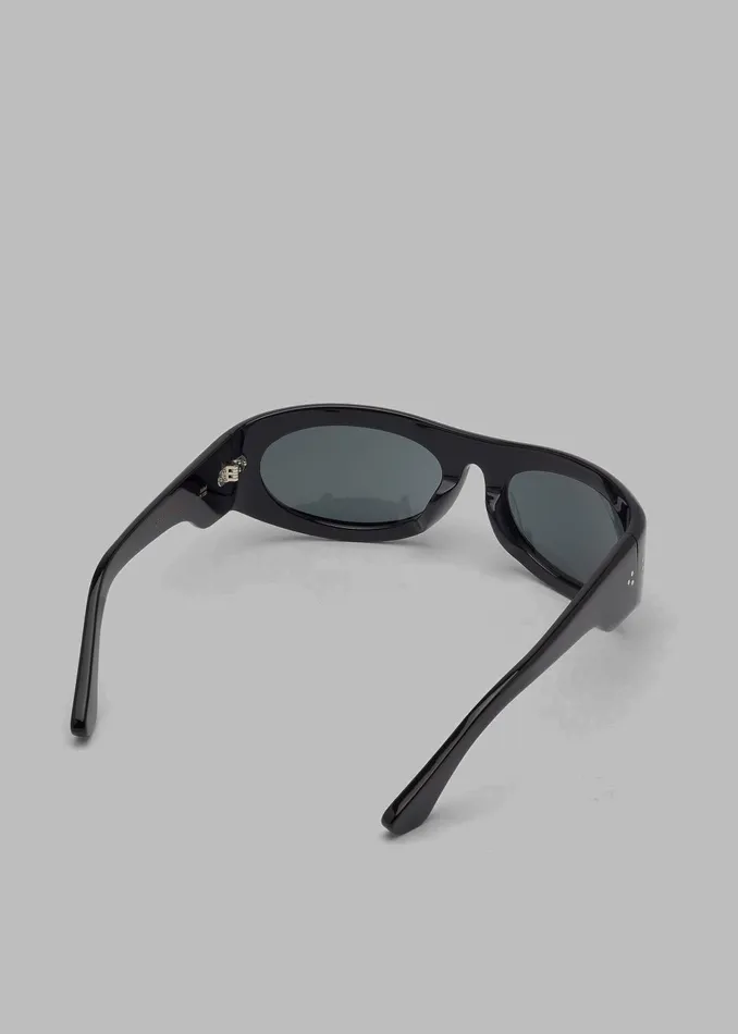 MenWomen The Frankie Shop Port Tanger Safaa Sunglasses 8211 Black AcetateBlack Lens