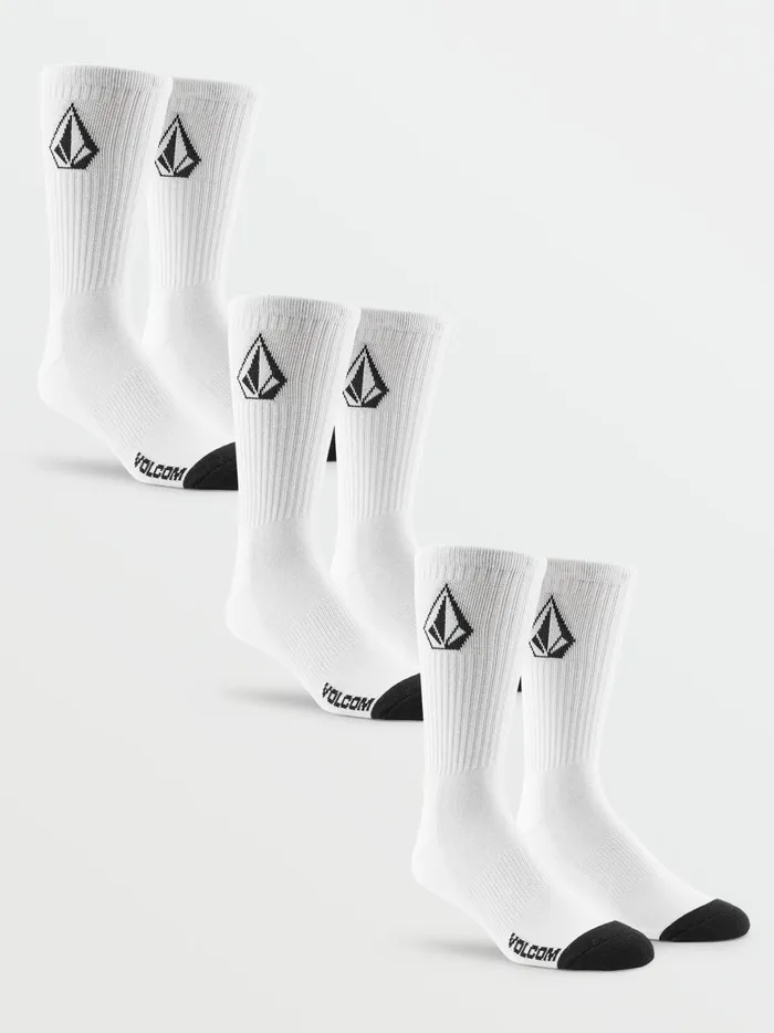 Mens Full Stone Socks 3 Pack 8211 White Volcom Socks