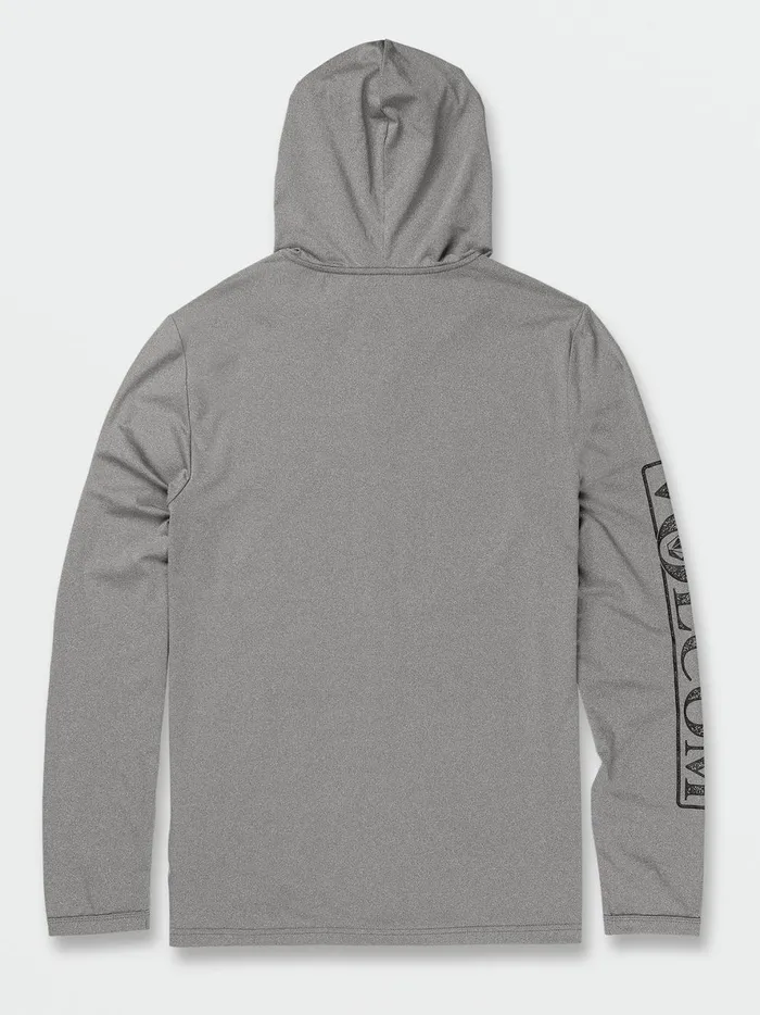 Mens Rally Hooded Long Sleeve UPF 50 Rashguard 8211 Heather Grey Volcom Rashguards