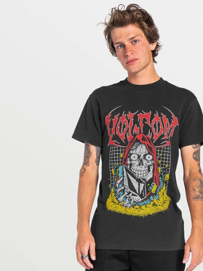 Mens Skate Vitals Crypt Ripper Short Sleeve Tee 8211 Black Volcom TShirts and Tanks