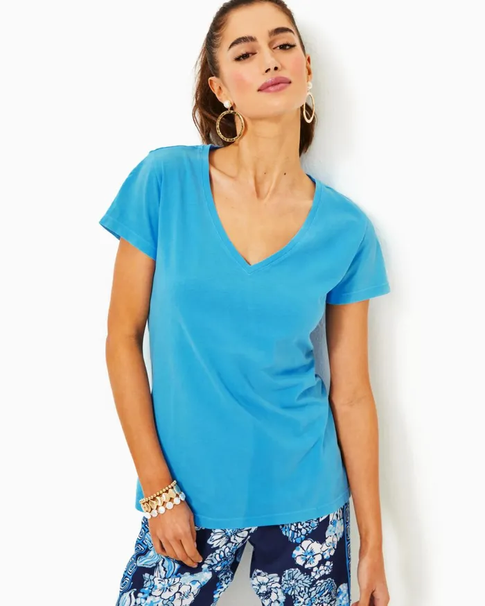 Meredith Tee Multi For The Fans Women Lilly Pulitzer Tops Meredith Tee Multi For The Fans Women Lilly Pulitzer Tops
