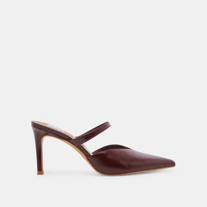 Mules and Clogs Women Dolce Vita Kanika Heels Burgundy Crinkle Patent