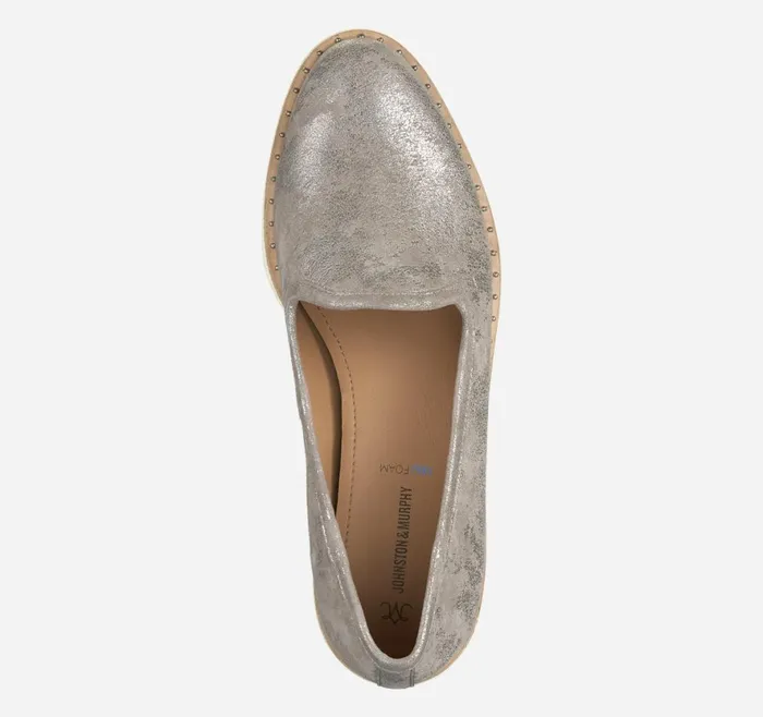 Mules and Loafers Women Johnston and Murphy Mitzi Venetian Pewter Metallic Kid Suede Mules and Loafers Women Johnston and Murphy Mitzi Venetian Pewter Metallic Kid Suede