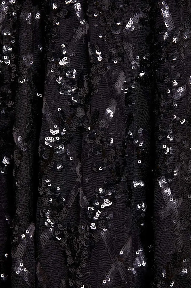 Needle and Thread Floral Lattice Ruffle Gown Black Women Embellished Dresses