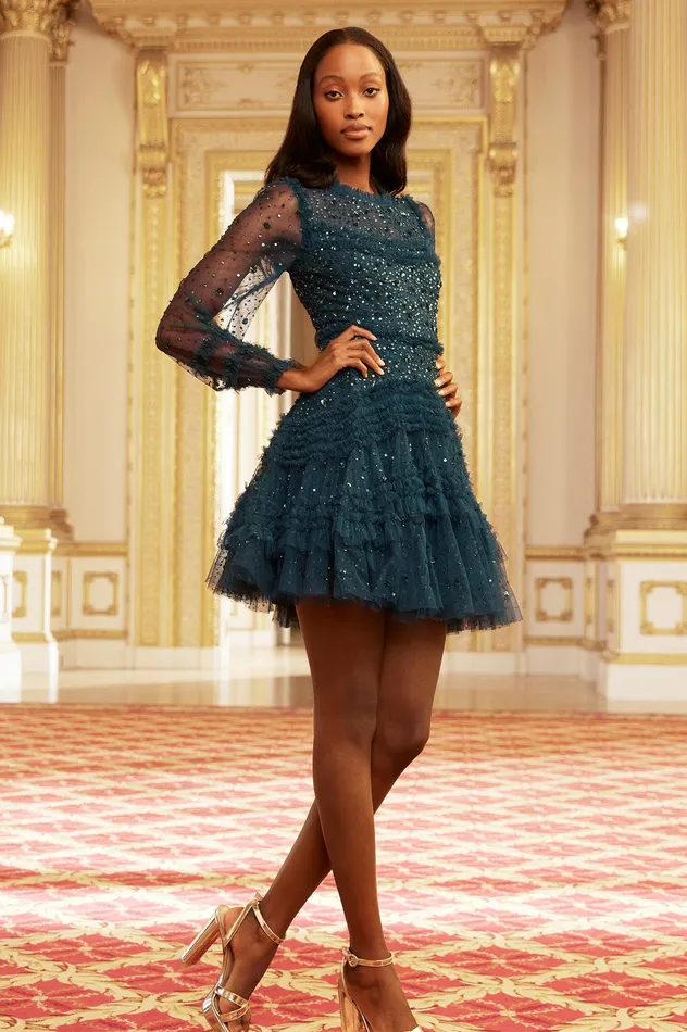 Needle and Thread Maybelle Sequin Micro Mini Dress Green Women Embellished Dresses