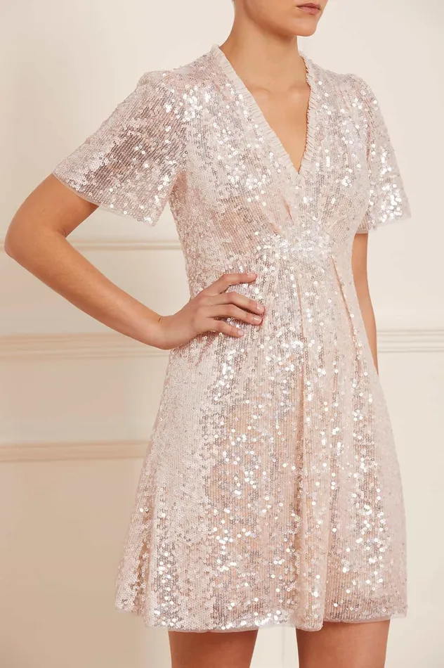 Needle and Thread Mila Gloss Mini Dress Champagne Women Embellished Dresses