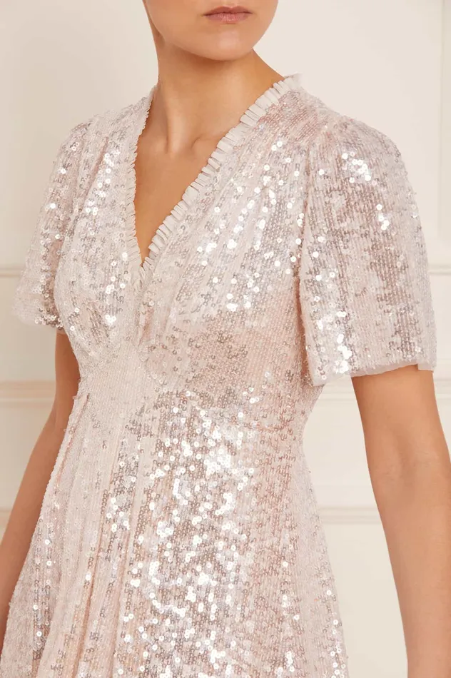 Needle and Thread Mila Gloss Mini Dress Champagne Women Embellished Dresses Needle and Thread Mila Gloss Mini Dress Champagne Women Embellished Dresses