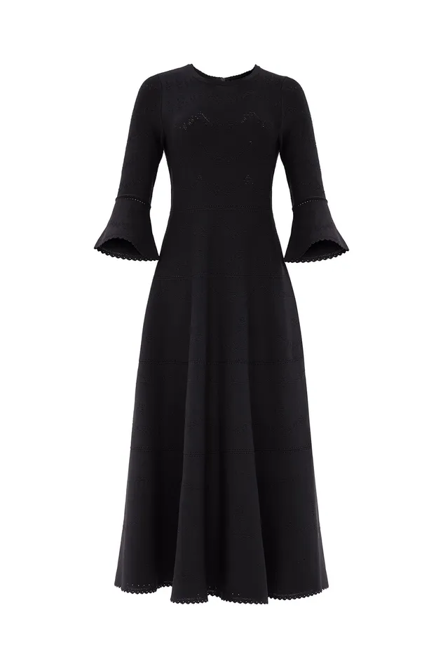Needle and Thread Pretty Pointelle Knit Ankle Gown Black Women Day Dresses
