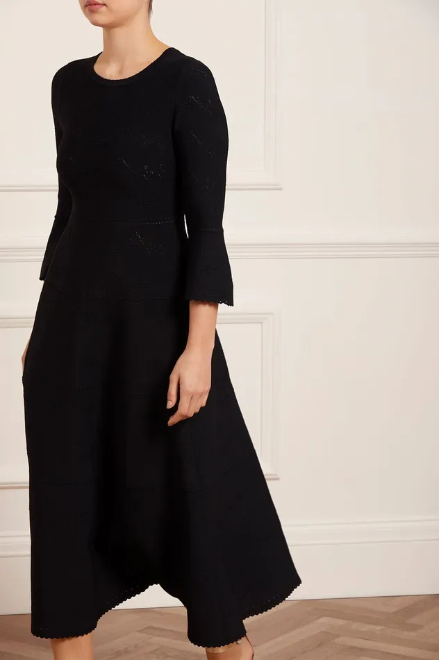 Needle and Thread Pretty Pointelle Knit Ankle Gown Black Women Day Dresses