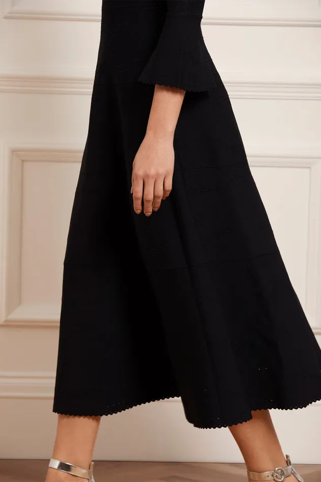 Needle and Thread Pretty Pointelle Knit Ankle Gown Black Women Day Dresses