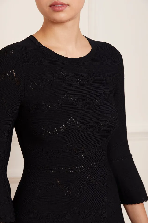 Needle and Thread Pretty Pointelle Knit Ankle Gown Black Women Day Dresses