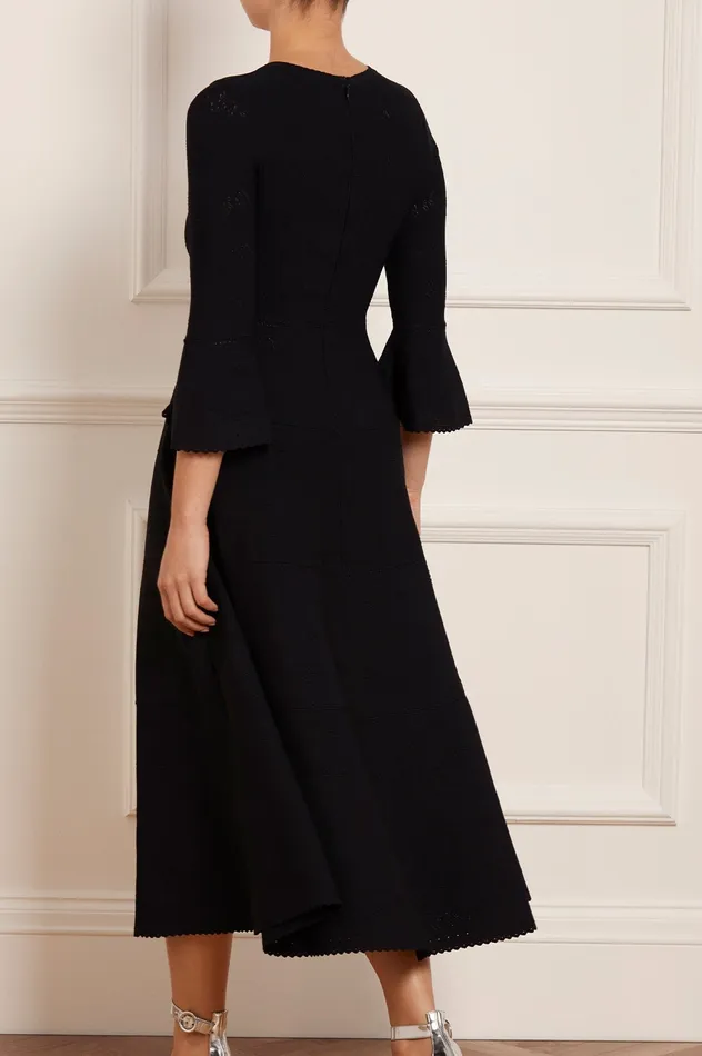 Needle and Thread Pretty Pointelle Knit Ankle Gown Black Women Day Dresses