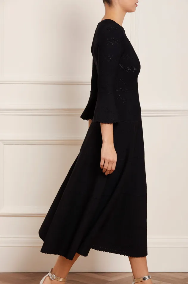 Needle and Thread Pretty Pointelle Knit Ankle Gown Black Women Knitwear