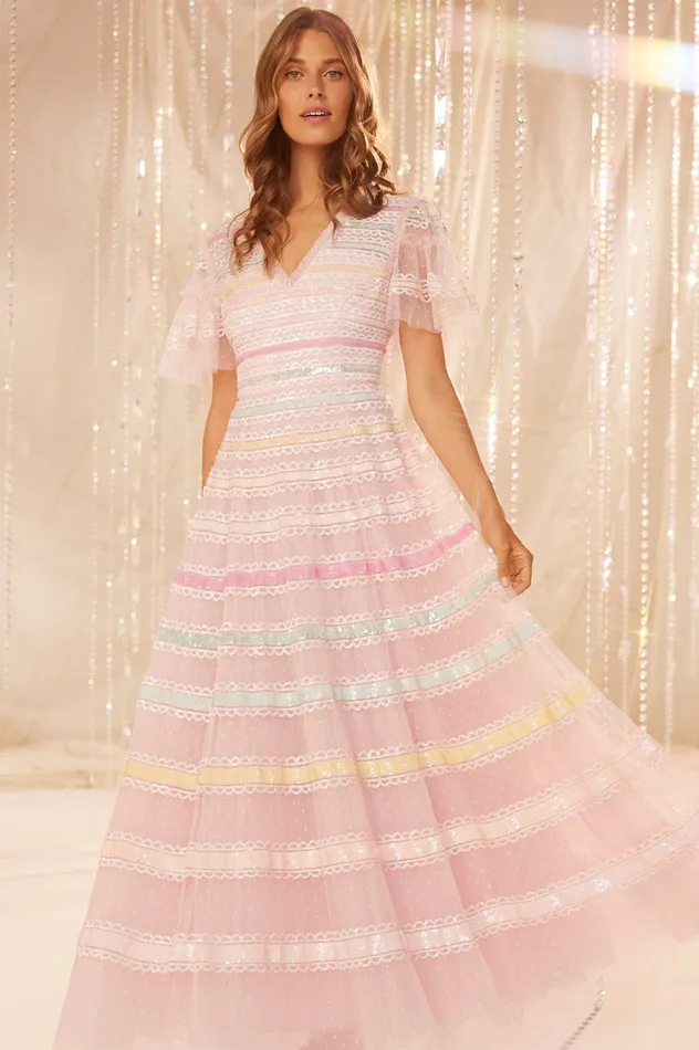 Needle and Thread Rainbow Gown Pink Women Embellished Dresses