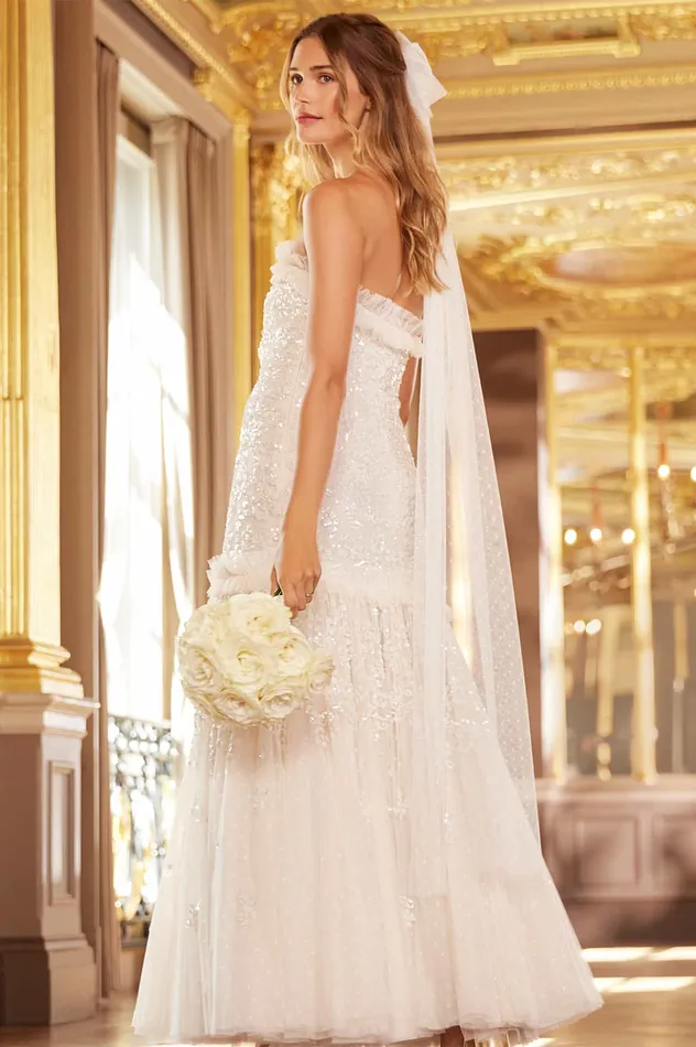 Needle and Thread Regal Rose Gloss Strapless Gown Champagne Women Embellished Dresses