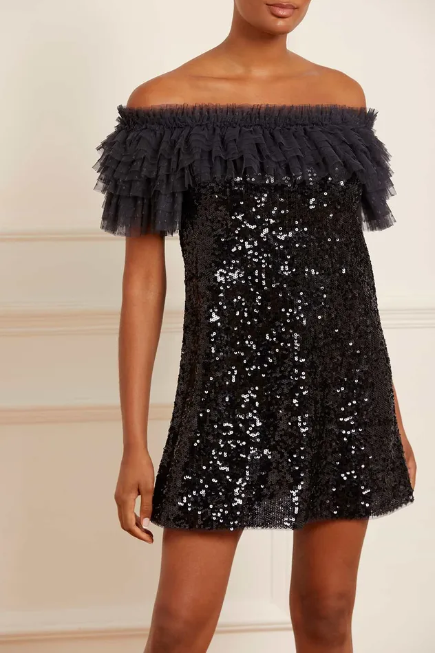 Needle and Thread Stephanie Micro Mini Dress Black Women Embellished Dresses