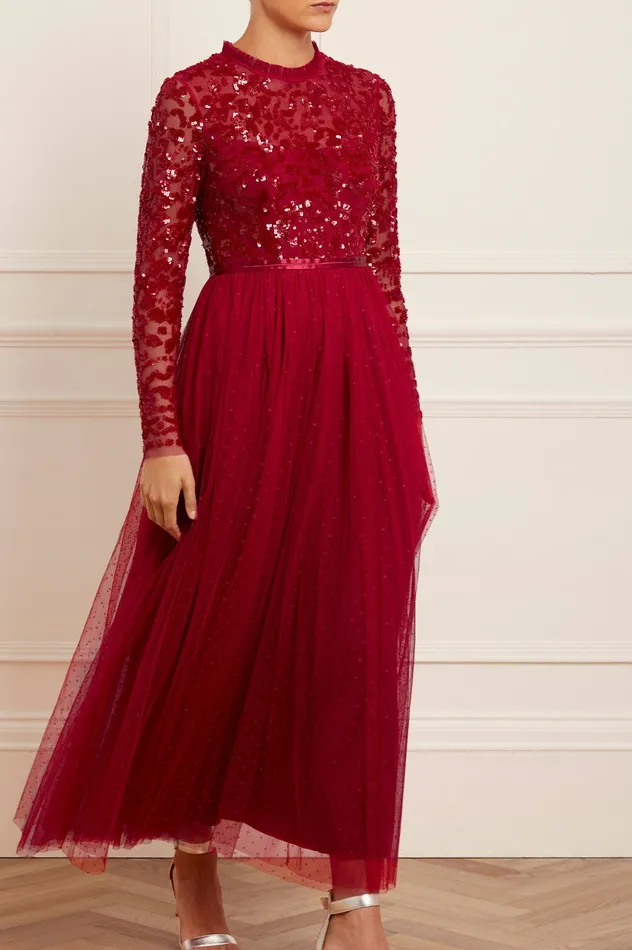 Needle and Thread Tempest Bodice Ankle Gown Red Women Embellished Dresses