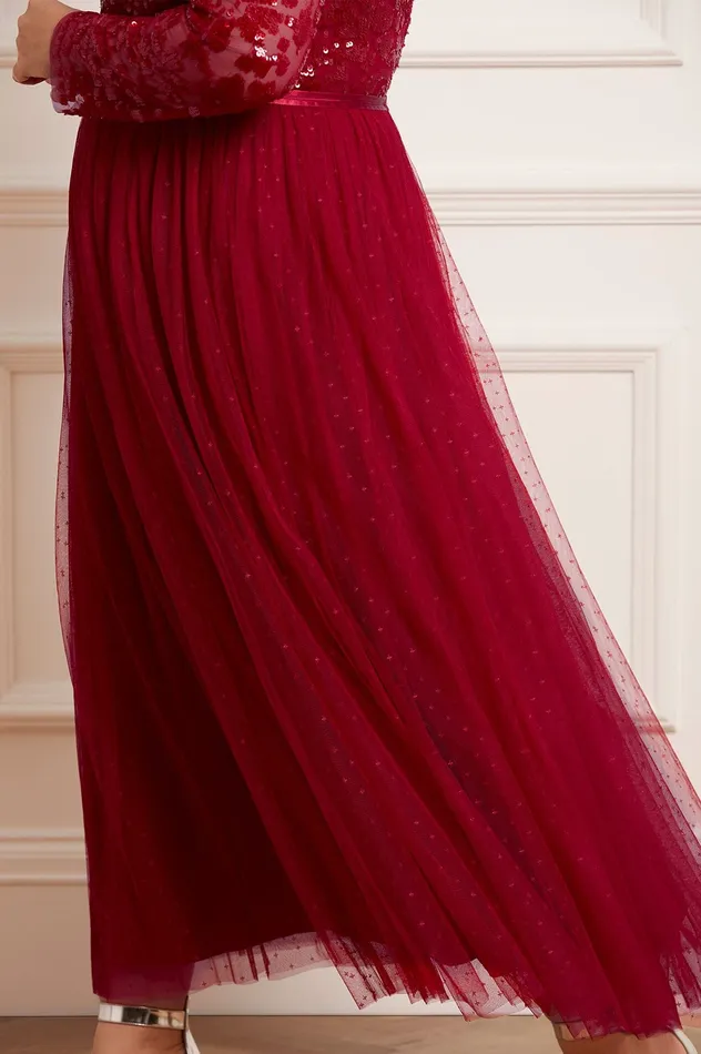 Needle and Thread Tempest Bodice Ankle Gown Red Women Embellished Dresses