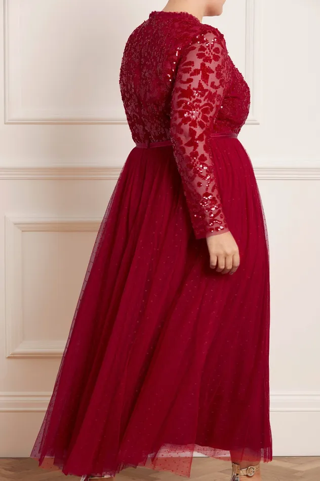 Needle and Thread Tempest Bodice Ankle Gown Red Women Embellished Dresses