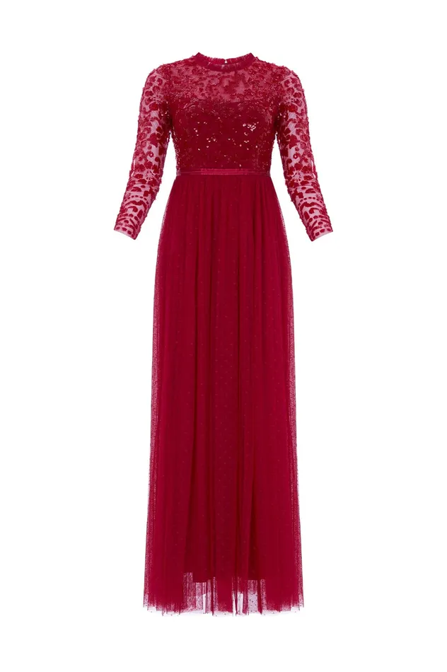 Needle and Thread Tempest Bodice Ankle Gown Red Women Embellished Dresses