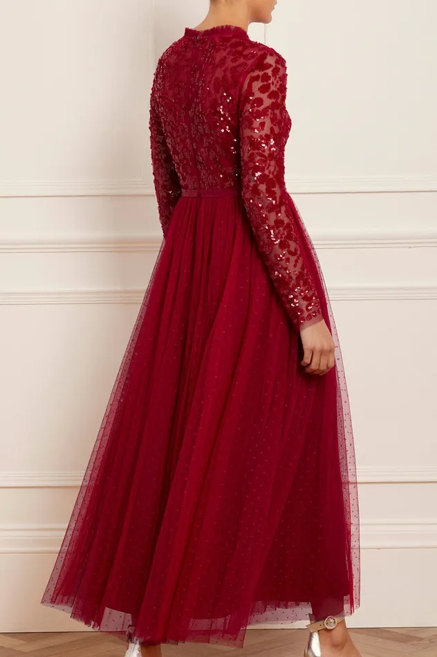 Needle and Thread Tempest Bodice Ankle Gown Red Women Embellished Dresses