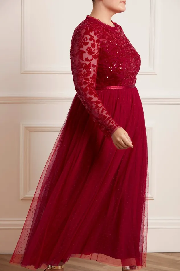 Needle and Thread Tempest Bodice Ankle Gown Red Women Embellished Dresses