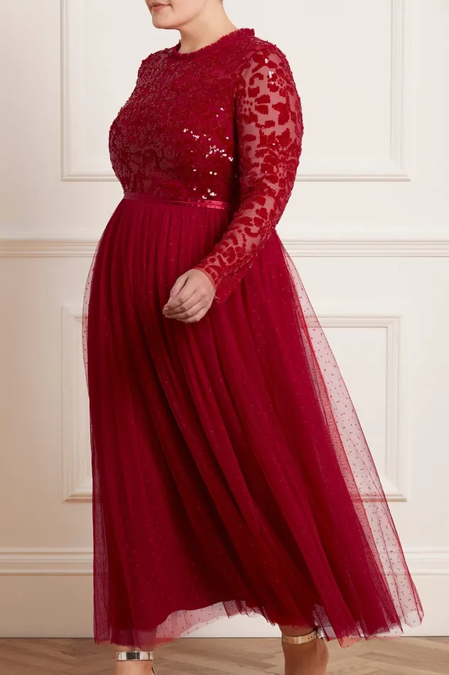 Needle and Thread Tempest Bodice Ankle Gown Red Women Embellished Dresses
