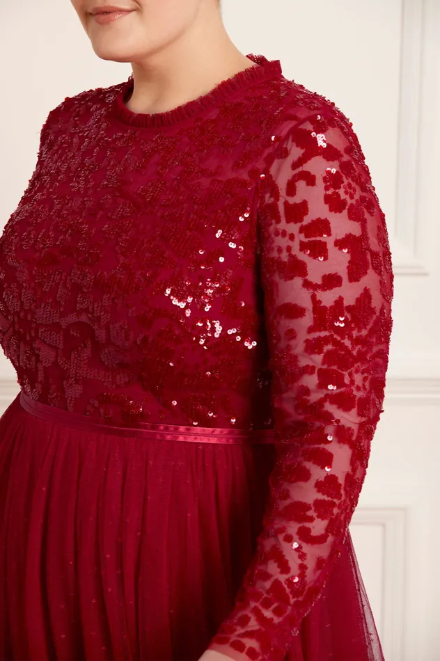 Needle and Thread Tempest Bodice Ankle Gown Red Women Embellished Dresses