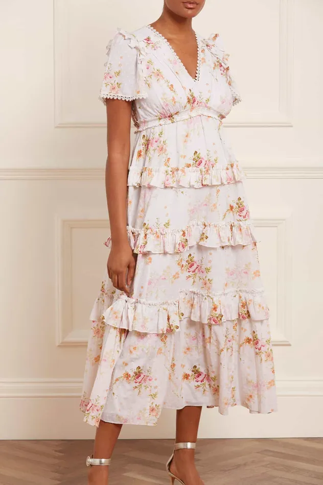 Needle and Thread Trailing Blooms Cotton Lace Ankle Gown Multi Women Day Dresses