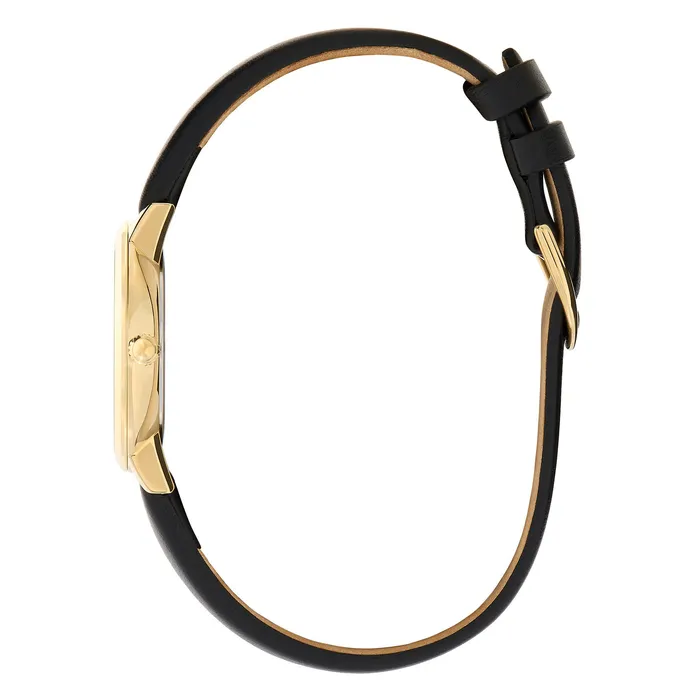 Olivia Burton 28mm Bee Ultra Slim Gold and Black Leather Strap Watch Women Bee Watches