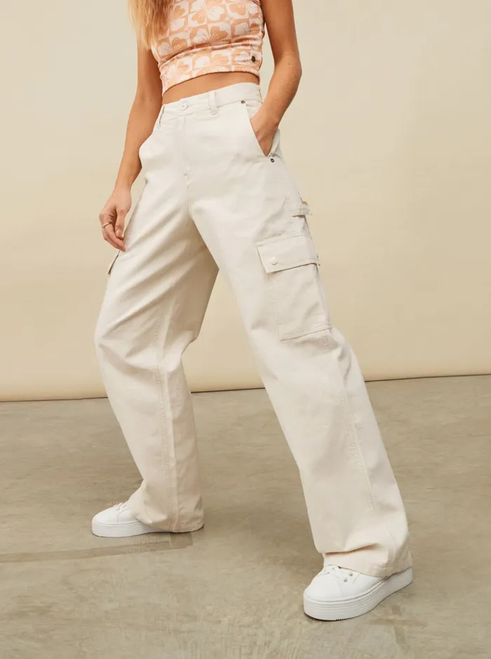 Pants and Jeans Women Roxy Lefty Cargo Trousers Natural