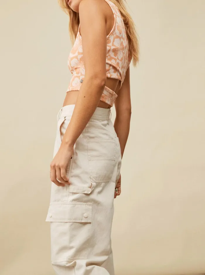 Pants and Jeans Women Roxy Lefty Cargo Trousers Natural