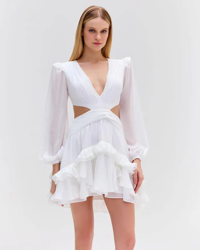 Patbo Dresses and Jumpsuits DeepV Cutout Mini Dress White 8211 Women