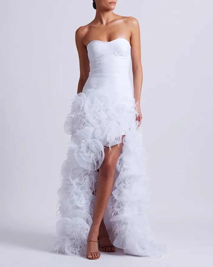 Patbo Dresses and Jumpsuits HandEmbroidered Strapless Gown White 8211 Women Patbo Dresses and Jumpsuits HandEmbroidered Strapless Gown White 8211 Women